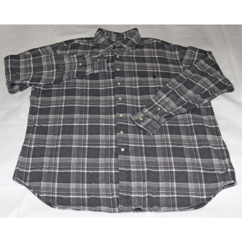 Ralph Lauren Men's Long Sleeve Button Down Plaid Flannel Shirt Size XLT